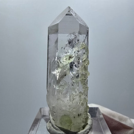 Enhydro Lemurian Phantom Quarz mit Prehnit, 1x Blase Streep Mine Namibia 44*15*13mm #12866