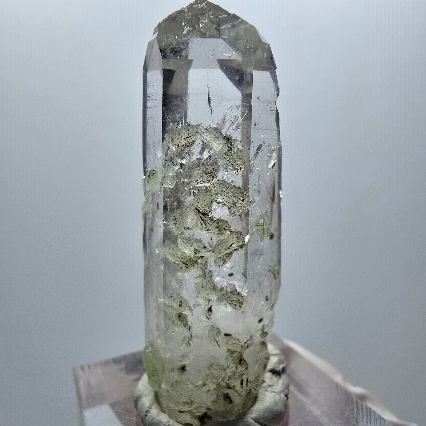 Enhydro Lemurian Phantom Quarz mit Prehnit, 1x Blase Streep Mine Namibia 44*15*13mm #12866