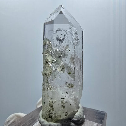 Enhydro Lemurian Phantom Quarz mit Prehnit, 1x Blase Streep Mine Namibia 44*15*13mm #12866