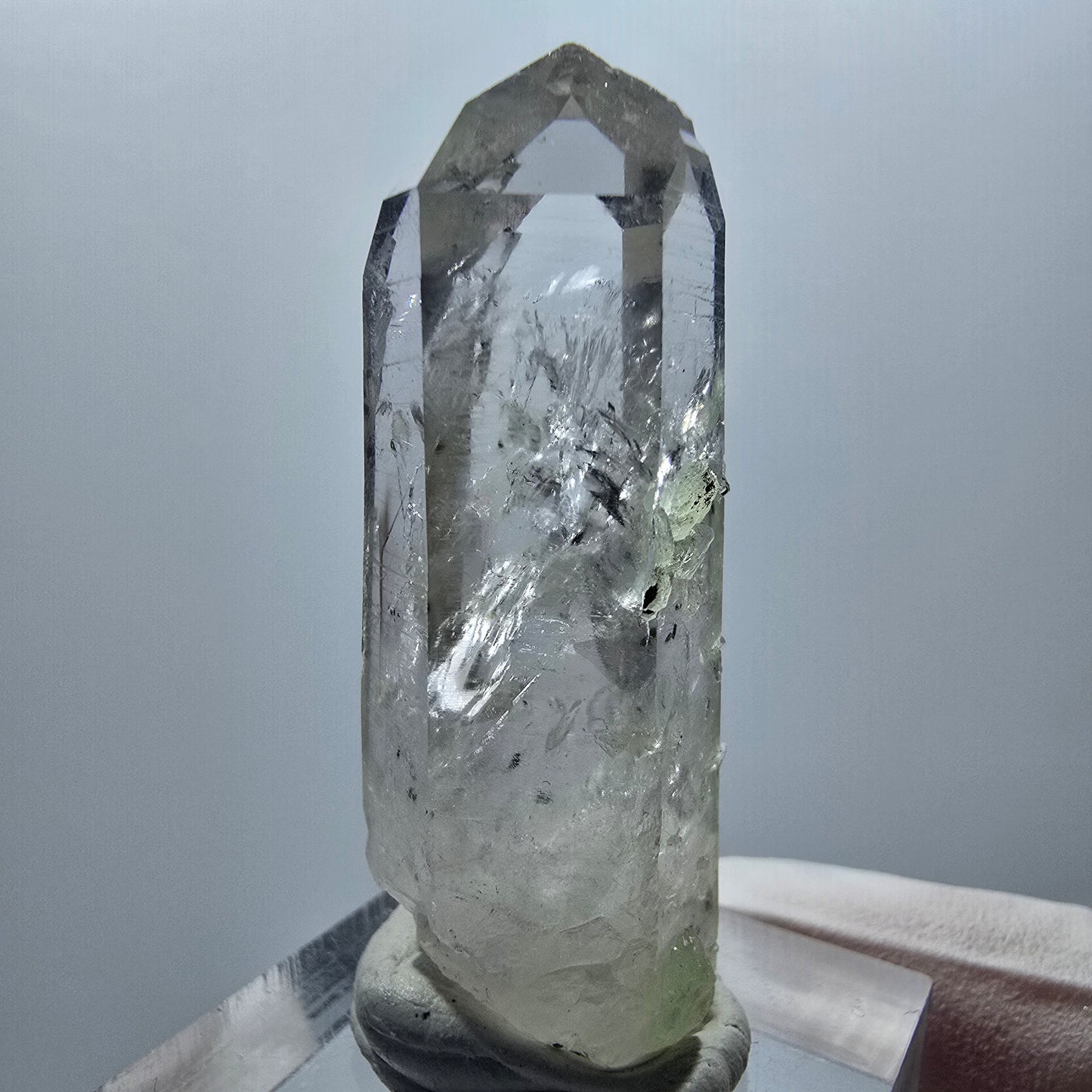 Enhydro Lemurian Phantom Quarz mit Prehnit, 1x Blase Streep Mine Namibia 44*15*13mm #12866