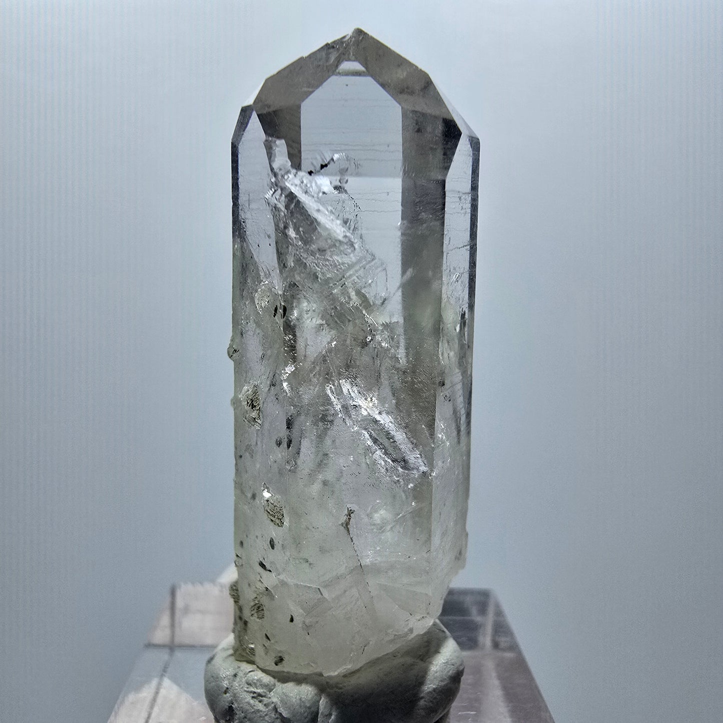 Enhydro Lemurian Phantom Quarz mit Prehnit, 1x Blase Streep Mine Namibia 44*15*13mm #12866