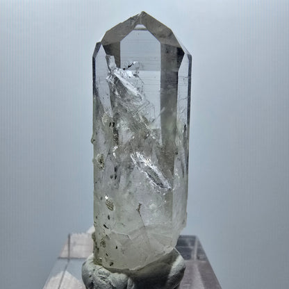 Enhydro Lemurian Phantom Quarz mit Prehnit, 1x Blase Streep Mine Namibia 44*15*13mm #12866