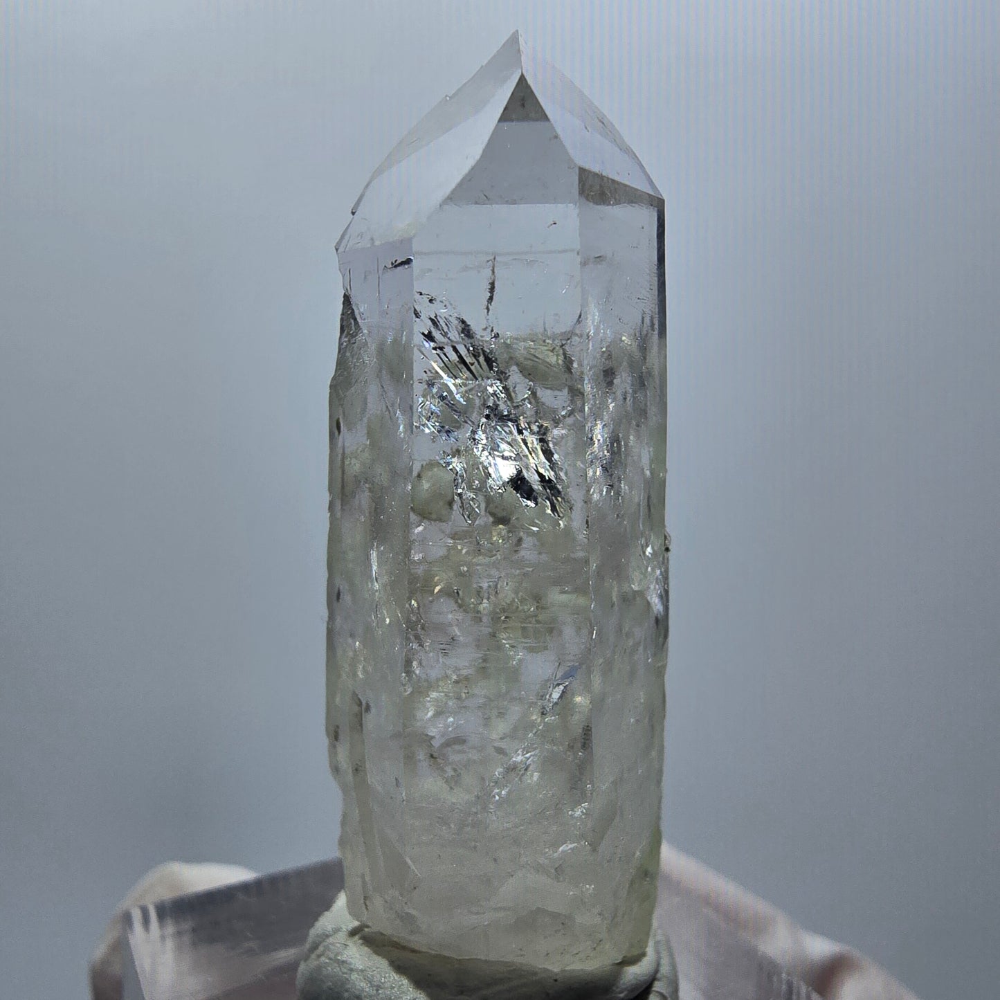 Enhydro Lemurian Phantom Quarz mit Prehnit, 1x Blase Streep Mine Namibia 44*15*13mm #12866