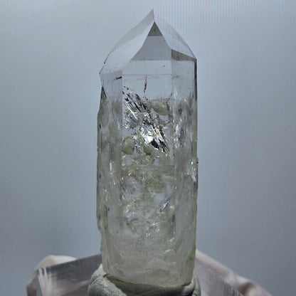 Enhydro Lemurian Phantom Quarz mit Prehnit, 1x Blase Streep Mine Namibia 44*15*13mm #12866