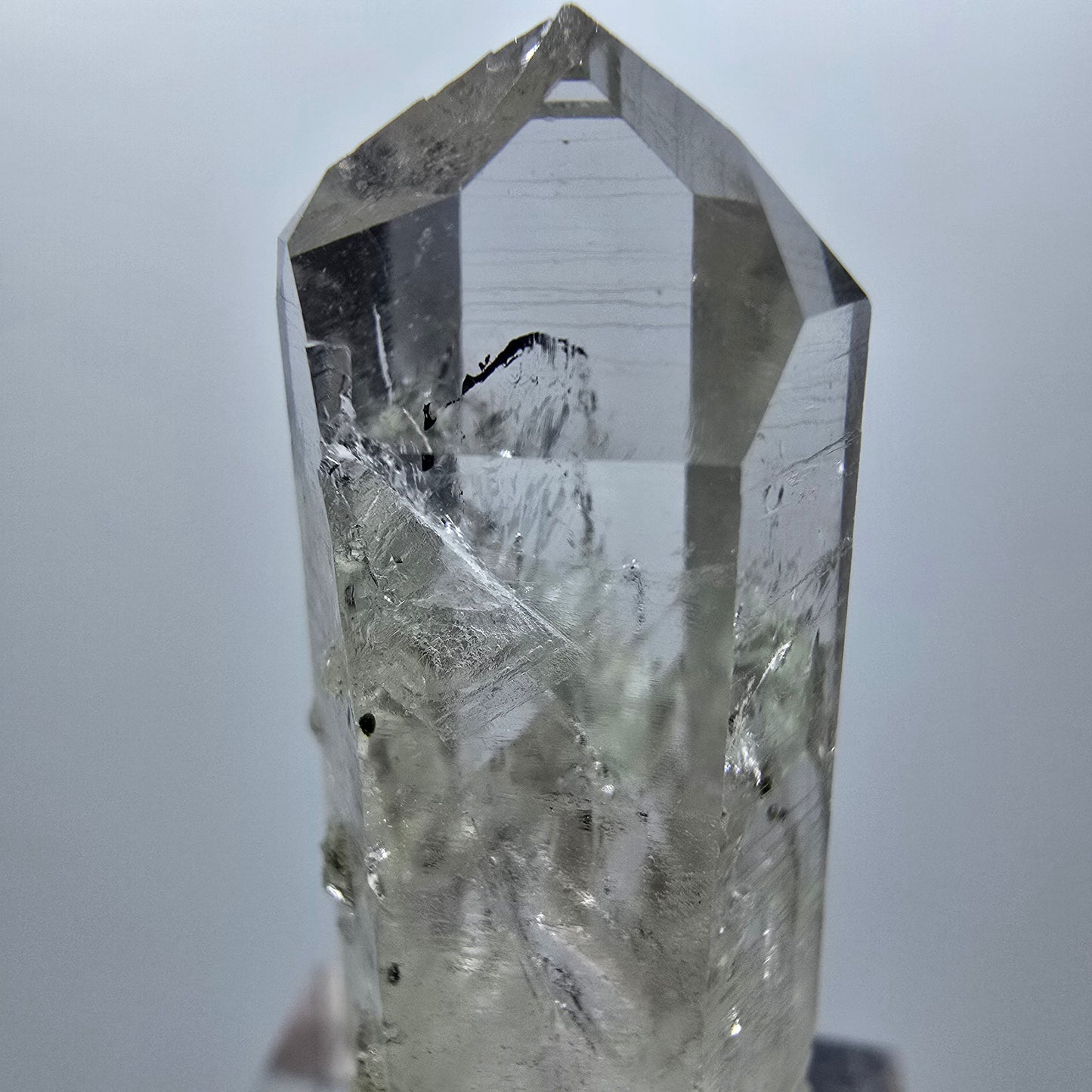 Enhydro Lemurian Phantom Quarz mit Prehnit, 1x Blase Streep Mine Namibia 44*15*13mm #12866