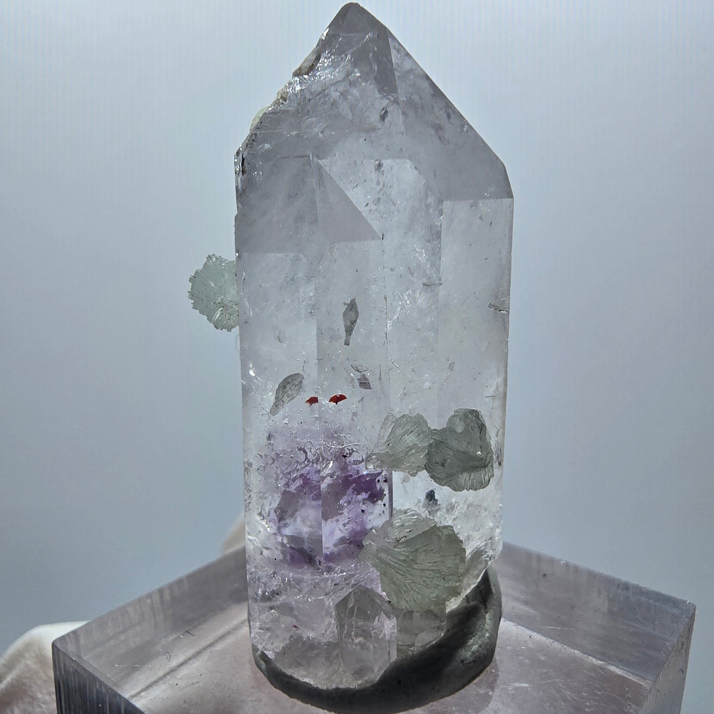 Harlekin Phantom Amethyst mit Prehnit Streep Mine Goboboseb Namibia 37*20*17mm #12867