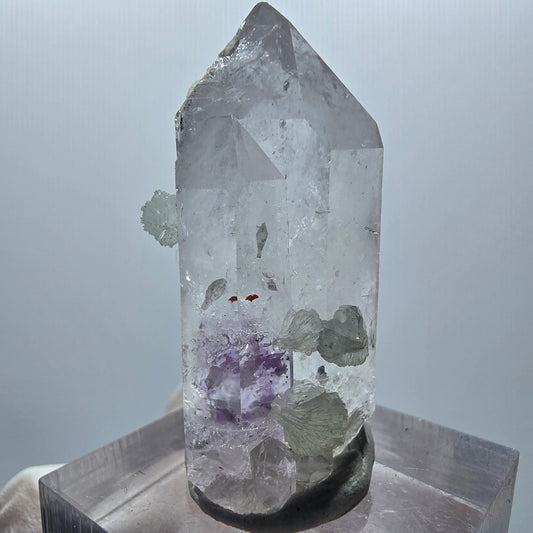 Harlekin Phantom Amethyst mit Prehnit Streep Mine Goboboseb Namibia 37*20*17mm #12867