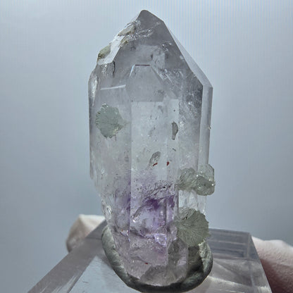 Harlekin Phantom Amethyst mit Prehnit Streep Mine Goboboseb Namibia 37*20*17mm #12867