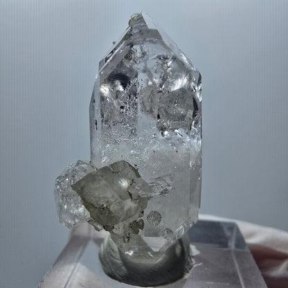 Skelett Rauchquarz Doppelender mit Analcim, Calcit Streep Mine Namibia 34*19*12mm #12868