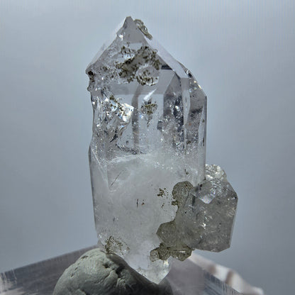 Skelett Rauchquarz Doppelender mit Analcim, Calcit Streep Mine Namibia 34*19*12mm #12868