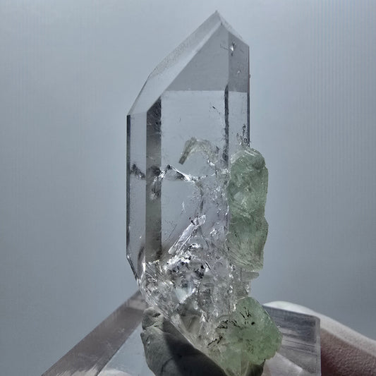 Enhydro Phantom Rauchquarz mit Analcim, Prehnit, 1x Blase Streep Mine Namibia 41*17*12mm #12869