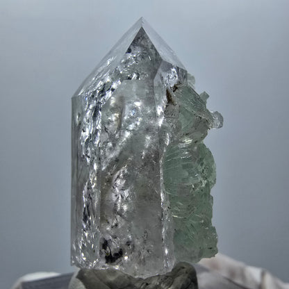 Lemurian Phantom Amethyst mit Prehnit Streep Mine Goboboseb Namibia 38*21*17mm #12871