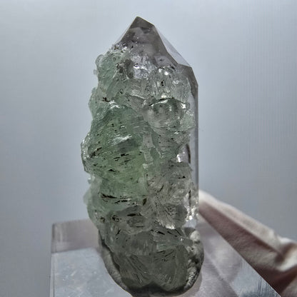 Lemurian Phantom Amethyst mit Prehnit Streep Mine Goboboseb Namibia 38*21*17mm #12871