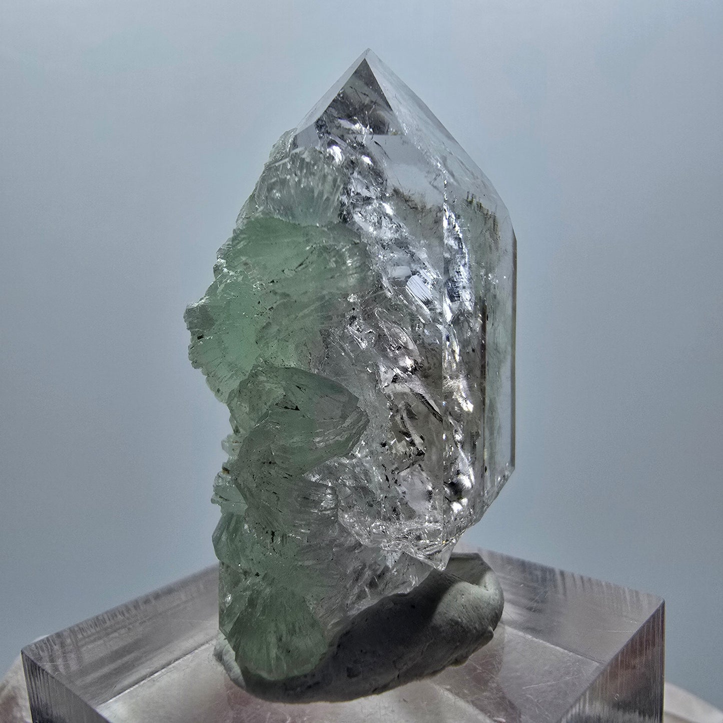 Lemurian Phantom Amethyst mit Prehnit Streep Mine Goboboseb Namibia 38*21*17mm #12871