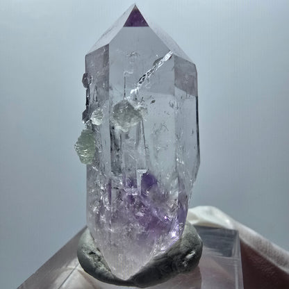 Lemurian Skelett Phantom Amethyst mit Prehnit, Hämatit Streep Mine, Namibia 38*19*16mm #12873