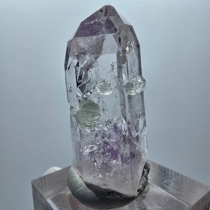 Lemurian Skelett Phantom Amethyst mit Prehnit, Hämatit Streep Mine, Namibia 38*19*16mm #12873