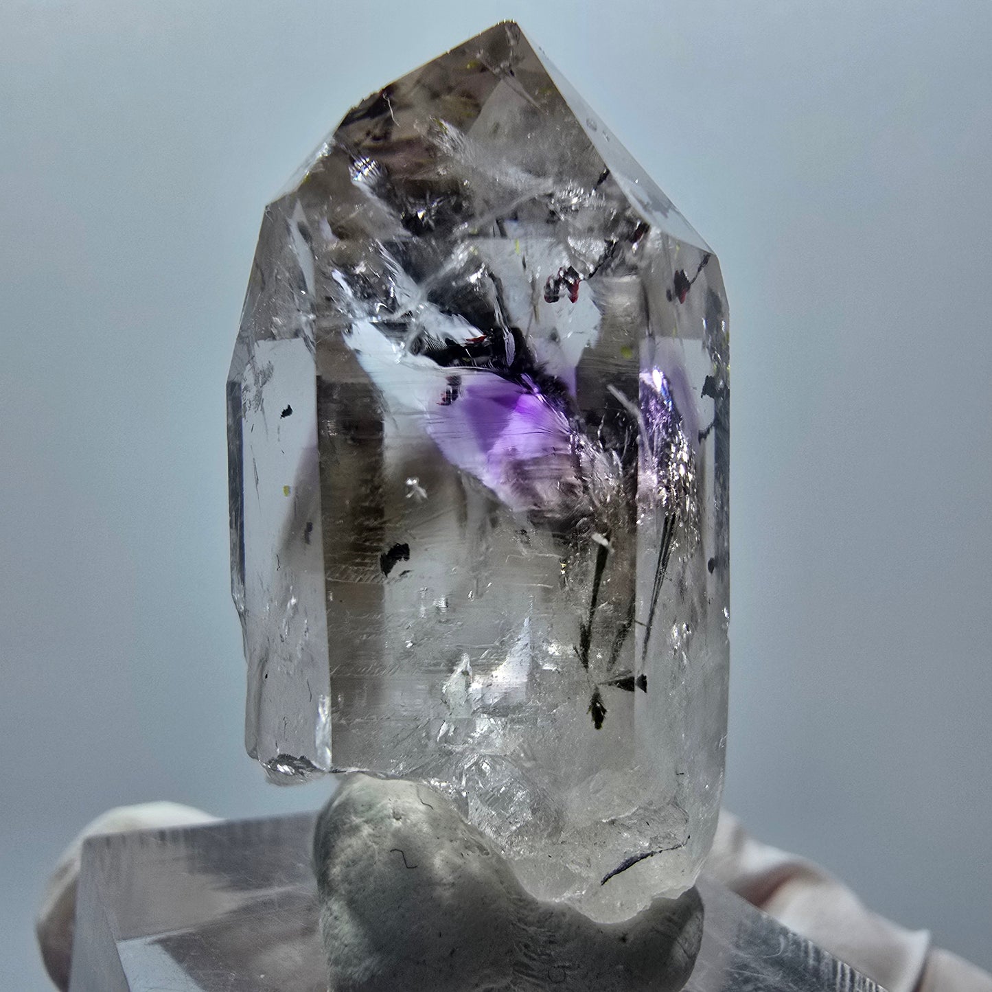 Améthyste Fantôme Arlequin Enhydro, 1x bulle mine Streep Goboboseb Namibie 40*22*18mm #12881