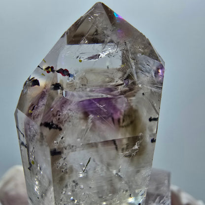 Améthyste Fantôme Arlequin Enhydro, 1x bulle mine Streep Goboboseb Namibie 40*22*18mm #12881
