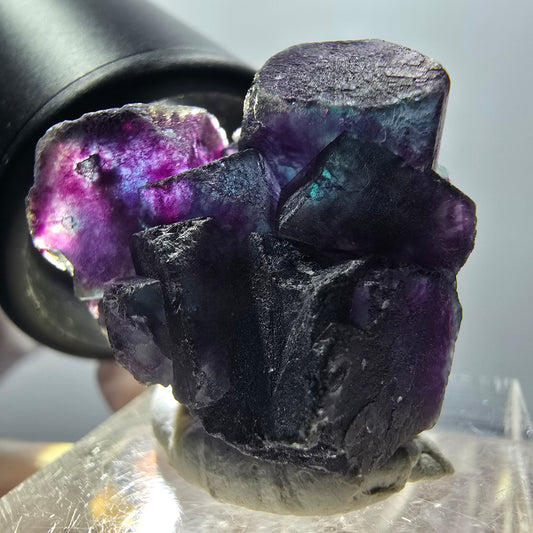 Seltene Phantom Fluorit Würfel Stufe, blau lila grün Okorusu, Namibia 25*24*17mm #12886