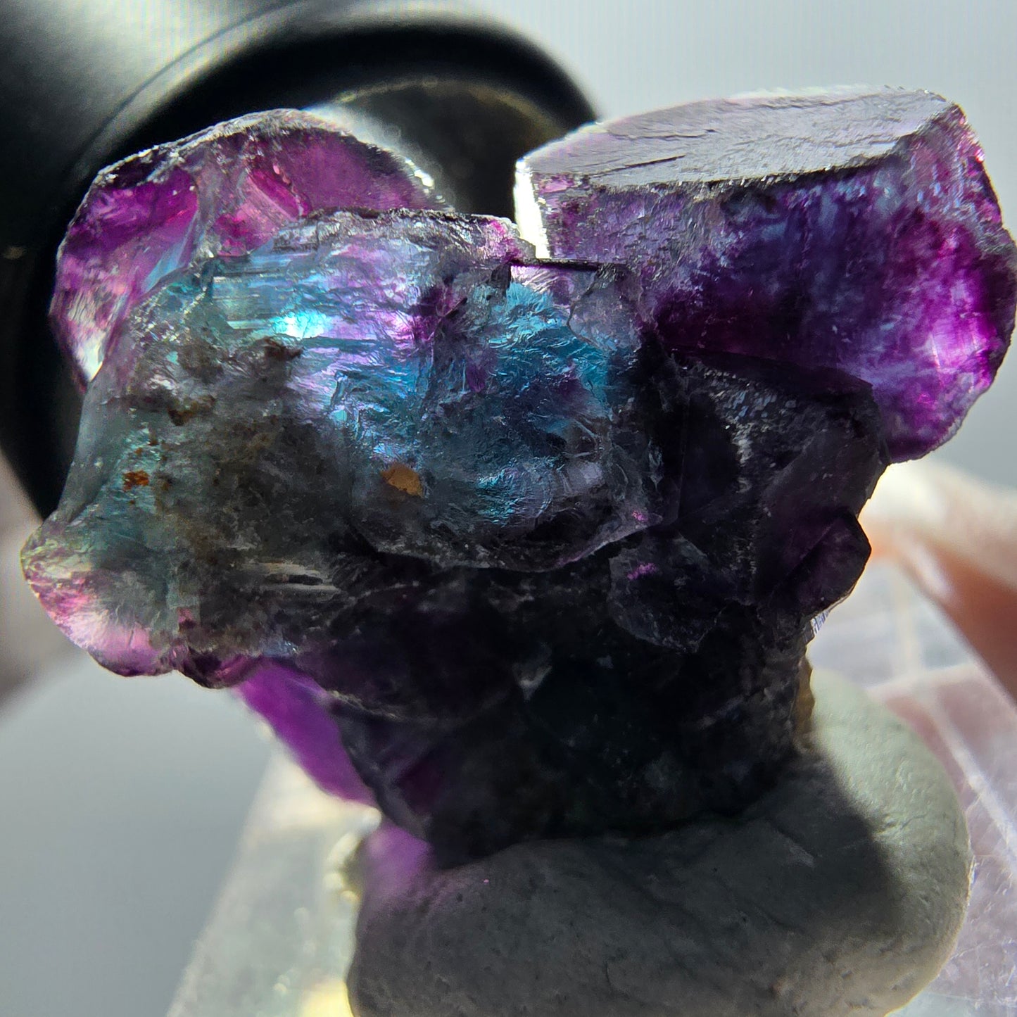 Seltene Phantom Fluorit Würfel Stufe, blau lila grün Okorusu, Namibia 25*24*17mm #12886