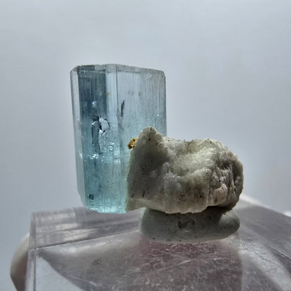 Klarer Aquamarin X Kristall mit Orthoklas Erongo, Namibia 17*14*14mm #12909
