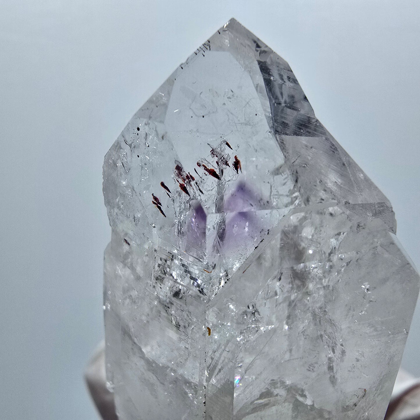 Harlekin Phantom Amethyst mit Prehnit Streep Mine Goboboseb Namibia 47*29*19mm #12911