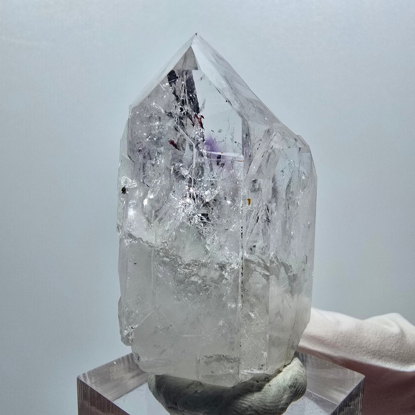 Harlekin Phantom Amethyst mit Prehnit Streep Mine Goboboseb Namibia 47*29*19mm #12911
