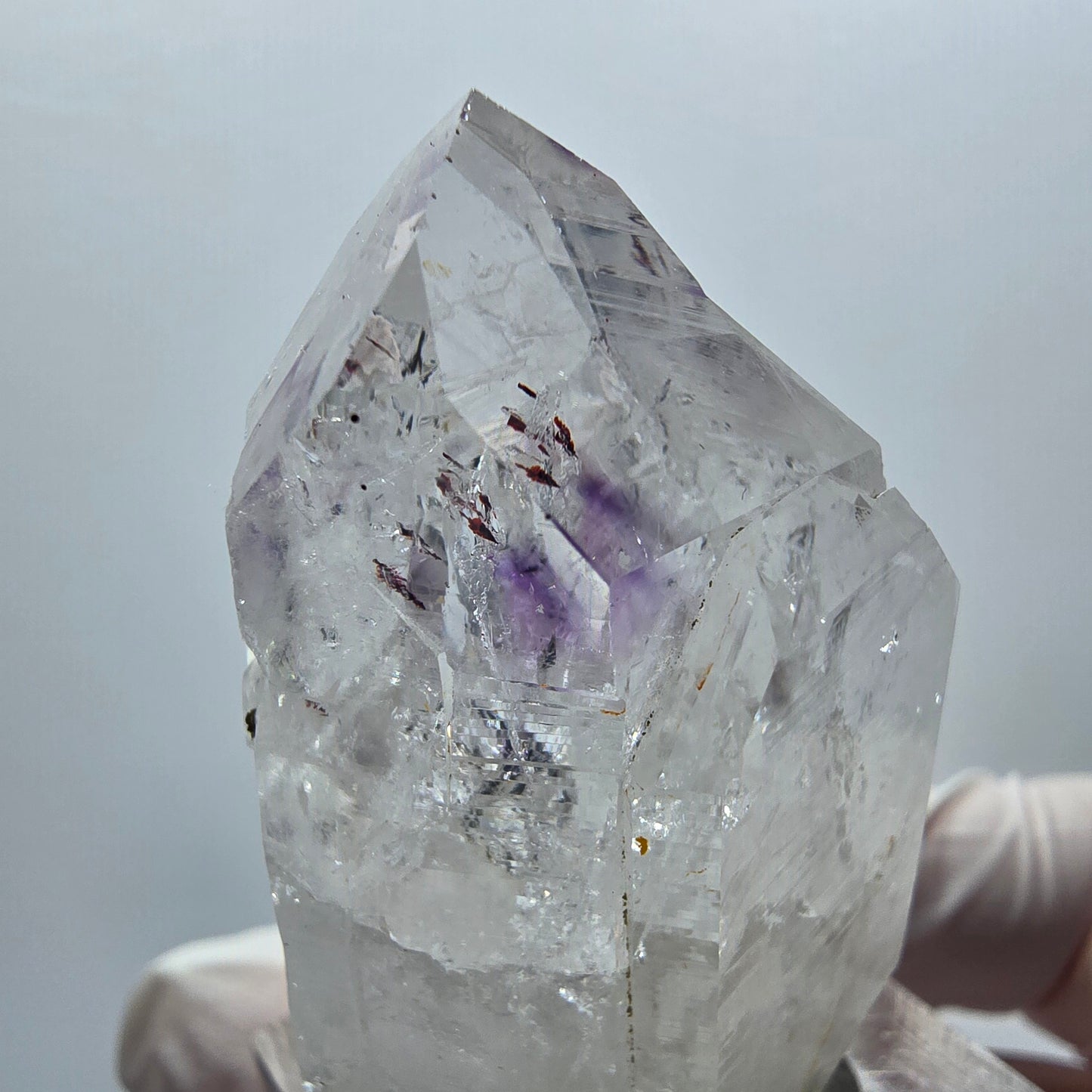 Harlekin Phantom Amethyst mit Prehnit Streep Mine Goboboseb Namibia 47*29*19mm #12911
