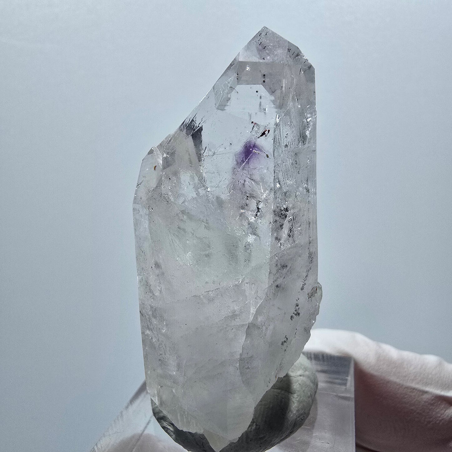 Harlekin Phantom Amethyst mit Prehnit Streep Mine Goboboseb Namibia 47*29*19mm #12911