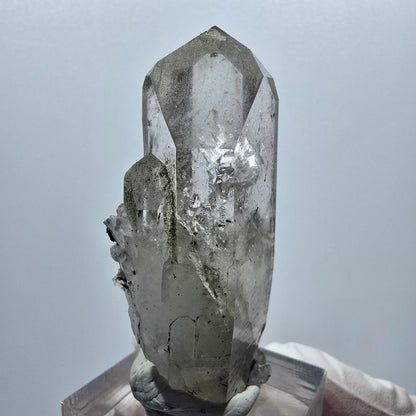 Enhydro Skelett Rauchquarz mit Chlorit, Hämatit, 1x Blase Streep Mine, Namibia 52*24*17mm #12913