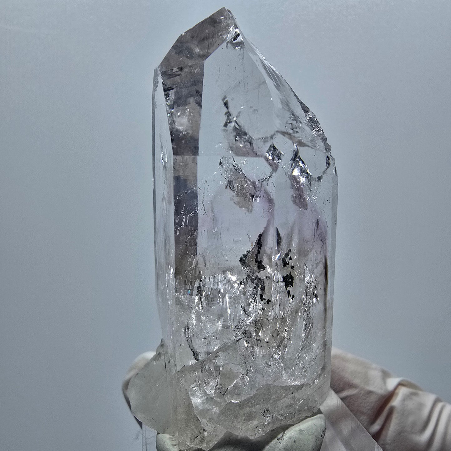 Klare Lemurian Phantom Amethyst Kristall Spitze Streep Mine Namibia 56*28*25mm #12919