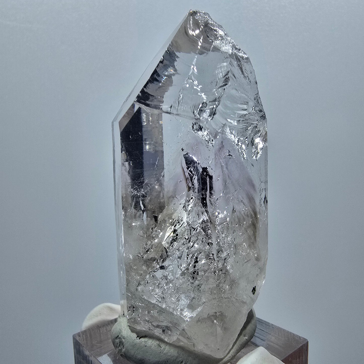 Klare Lemurian Phantom Amethyst Kristall Spitze Streep Mine Namibia 56*28*25mm #12919