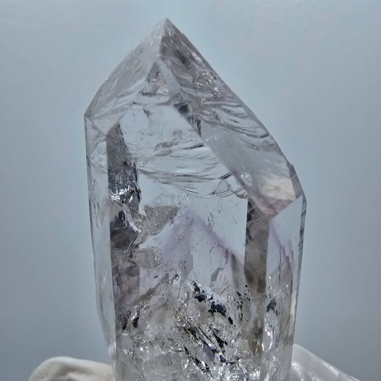 Klare Lemurian Phantom Amethyst Kristall Spitze Streep Mine Namibia 56*28*25mm #12919