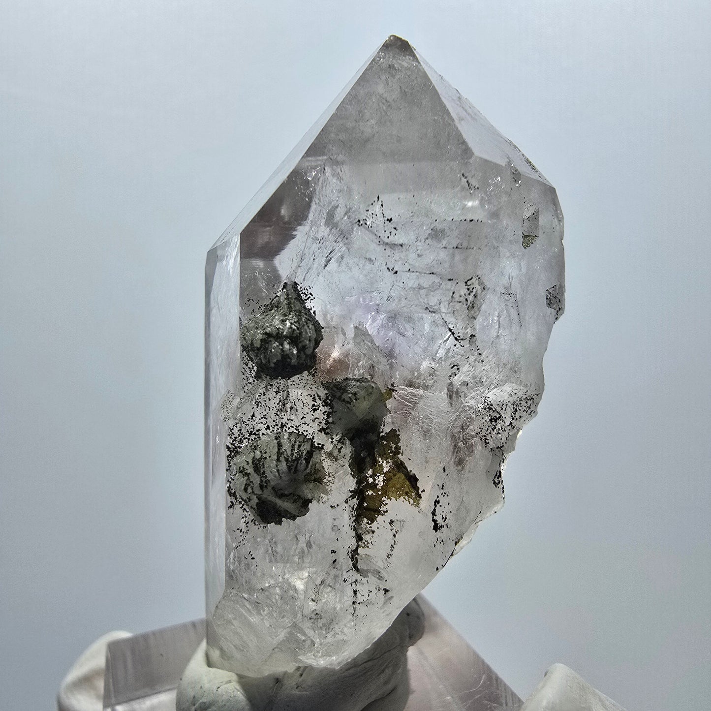 Skelett Phantom Amethyst mit Prehnit Streep Mine Goboboseb Namibia 51*25*25mm #12924
