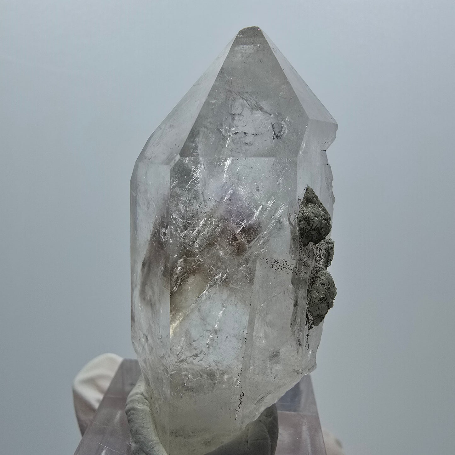 Skelett Phantom Amethyst mit Prehnit Streep Mine Goboboseb Namibia 51*25*25mm #12924