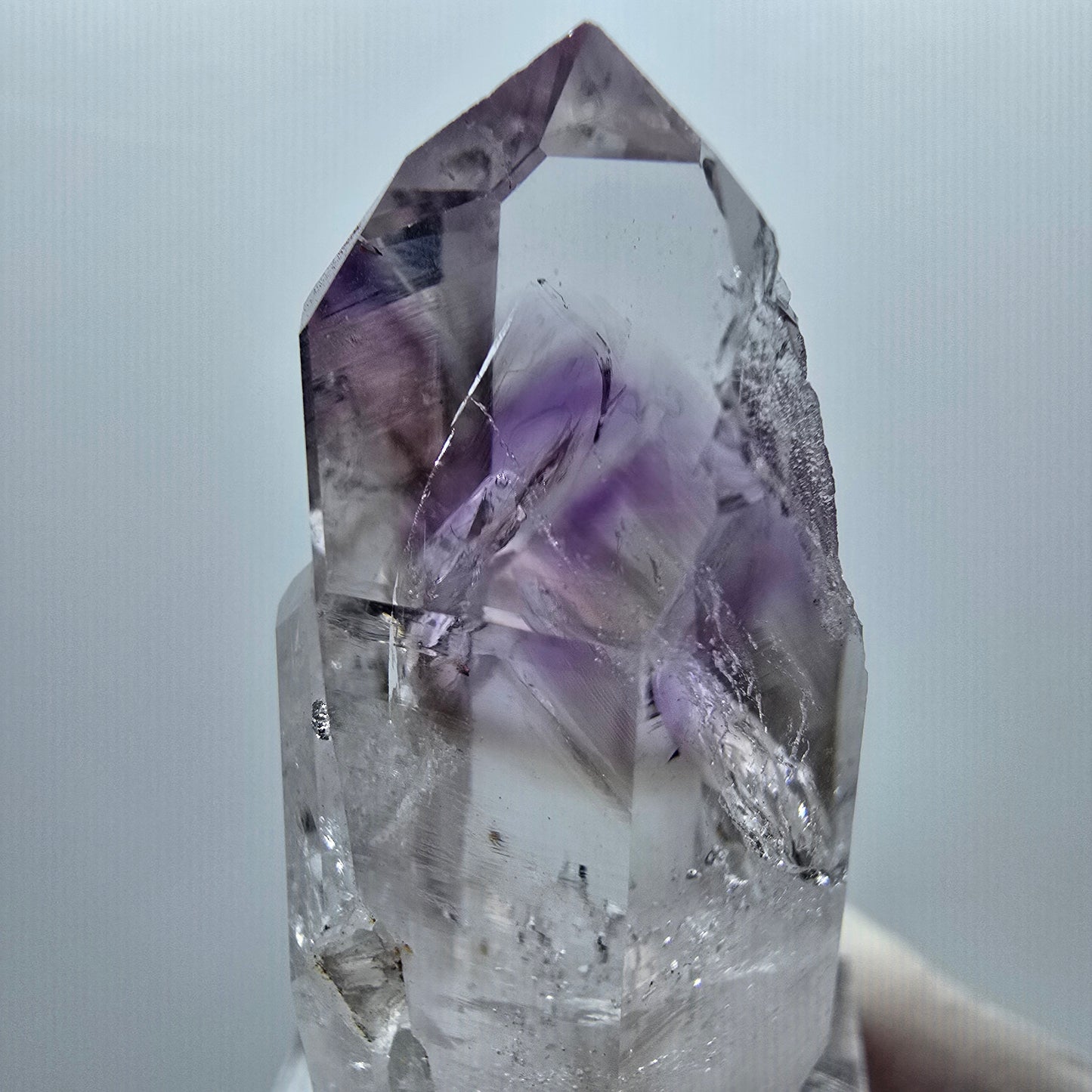 Enhydro Harlekin Phantom Amethyst mit Analcim, 1x Blase Streep Mine, Namibia 48*21*17mm #12927