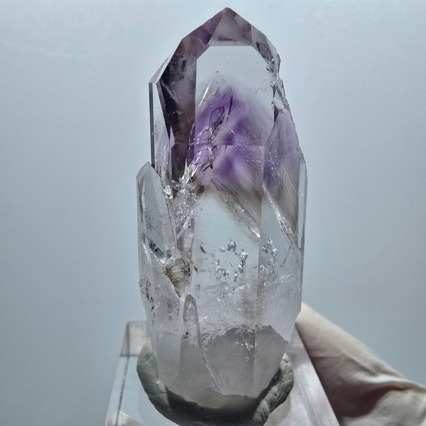 Enhydro Harlekin Phantom Amethyst mit Analcim, 1x Blase Streep Mine, Namibia 48*21*17mm #12927