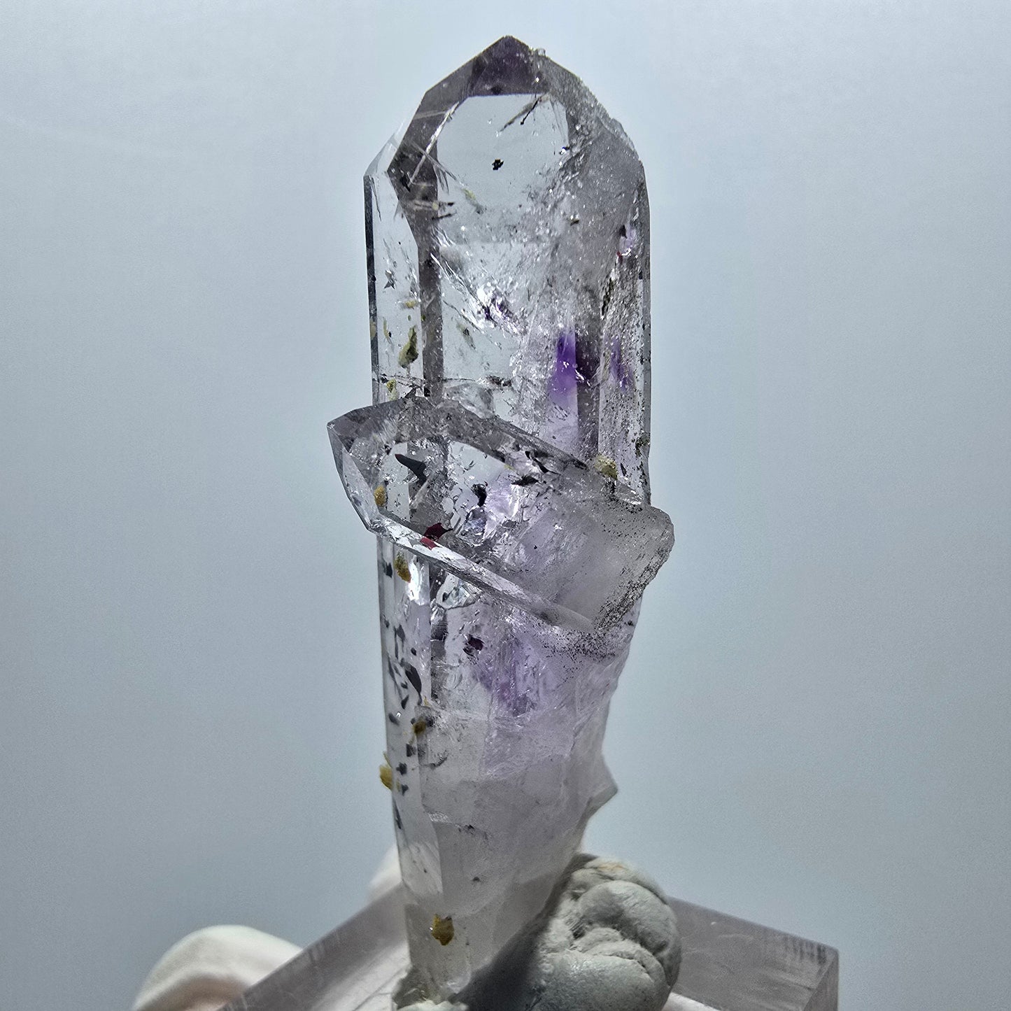 Harlekin Skelett Amethyst mit Analcim, Stilbit Streep Mine Goboboseb Namibia 54*15*14mm #12931