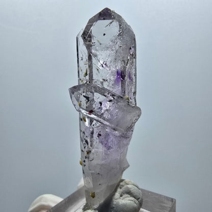 Harlekin Skelett Amethyst mit Analcim, Stilbit Streep Mine Goboboseb Namibia 54*15*14mm #12931