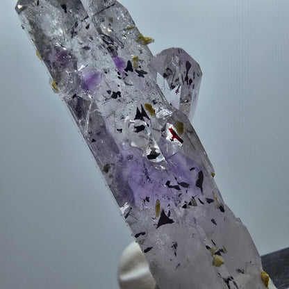 Harlekin Skelett Amethyst mit Analcim, Stilbit Streep Mine Goboboseb Namibia 54*15*14mm #12931