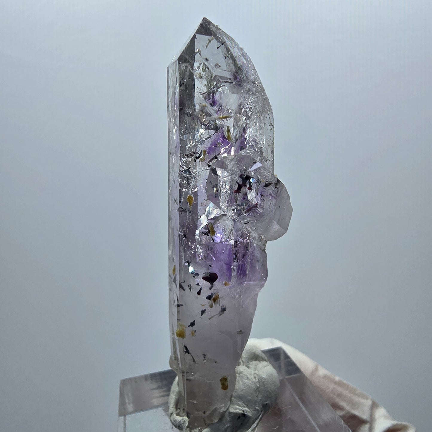 Harlekin Skelett Amethyst mit Analcim, Stilbit Streep Mine Goboboseb Namibia 54*15*14mm #12931