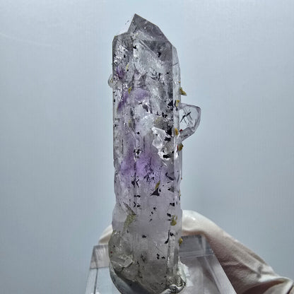 Harlekin Skelett Amethyst mit Analcim, Stilbit Streep Mine Goboboseb Namibia 54*15*14mm #12931