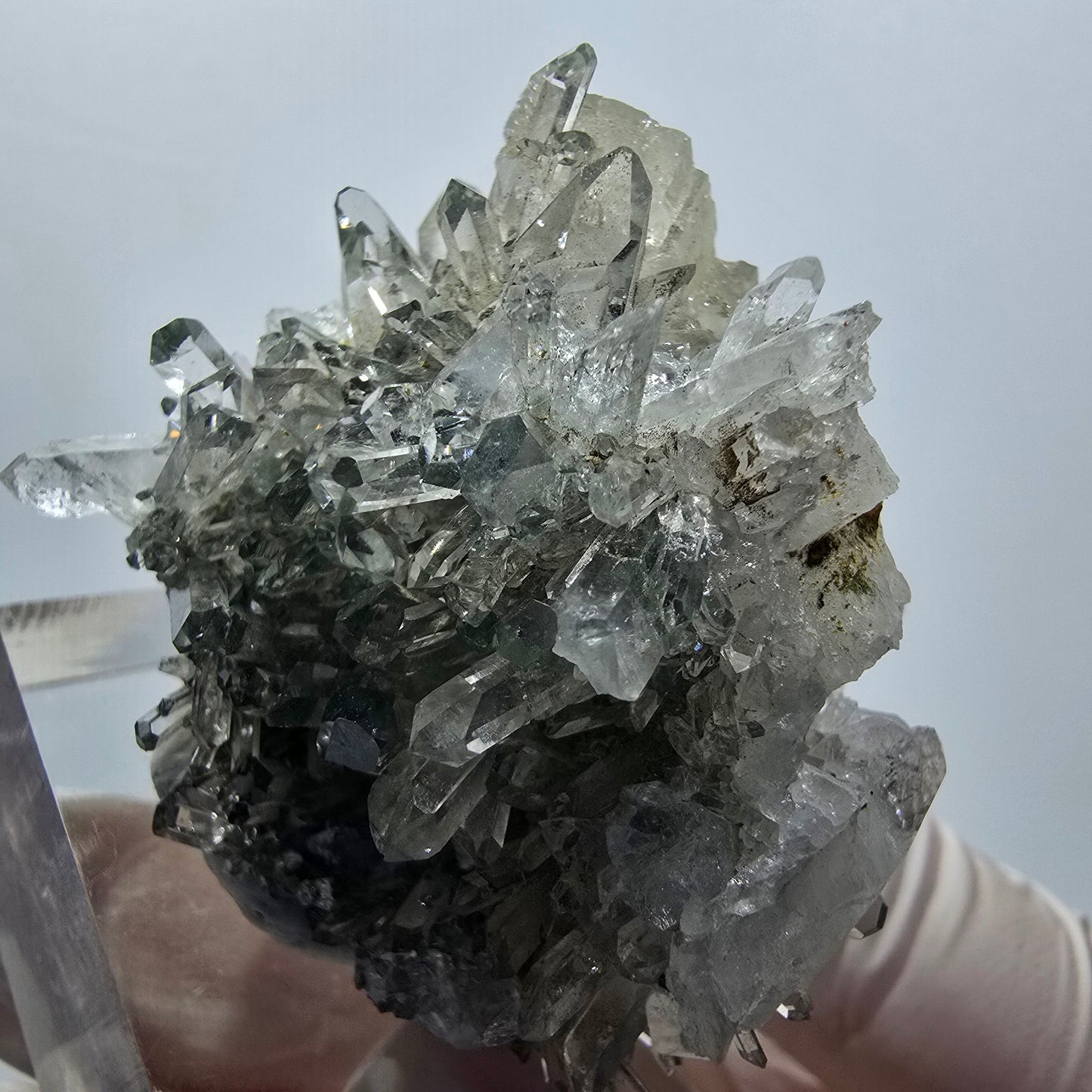 Starburst Quarz mit Calcit Würfel, Chlorit Stufe Streep Mine, Namibia 48*33*30mm #12934