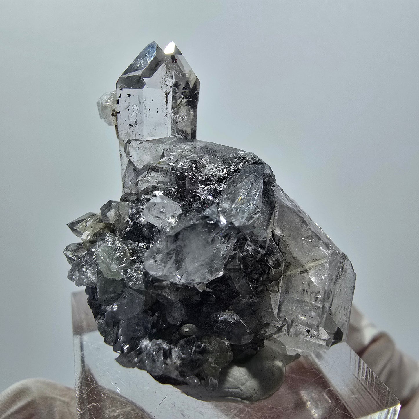 Harlekin Quarz mit Analcim, Epidot, Prehnit auf Matrix Streep Mine, Namibia 31*31*29mm #12936