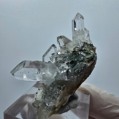 Starburst Quarz mit Calcit Würfel, Chlorit Stufe Streep Mine, Namibia 39*35*34mm #12937