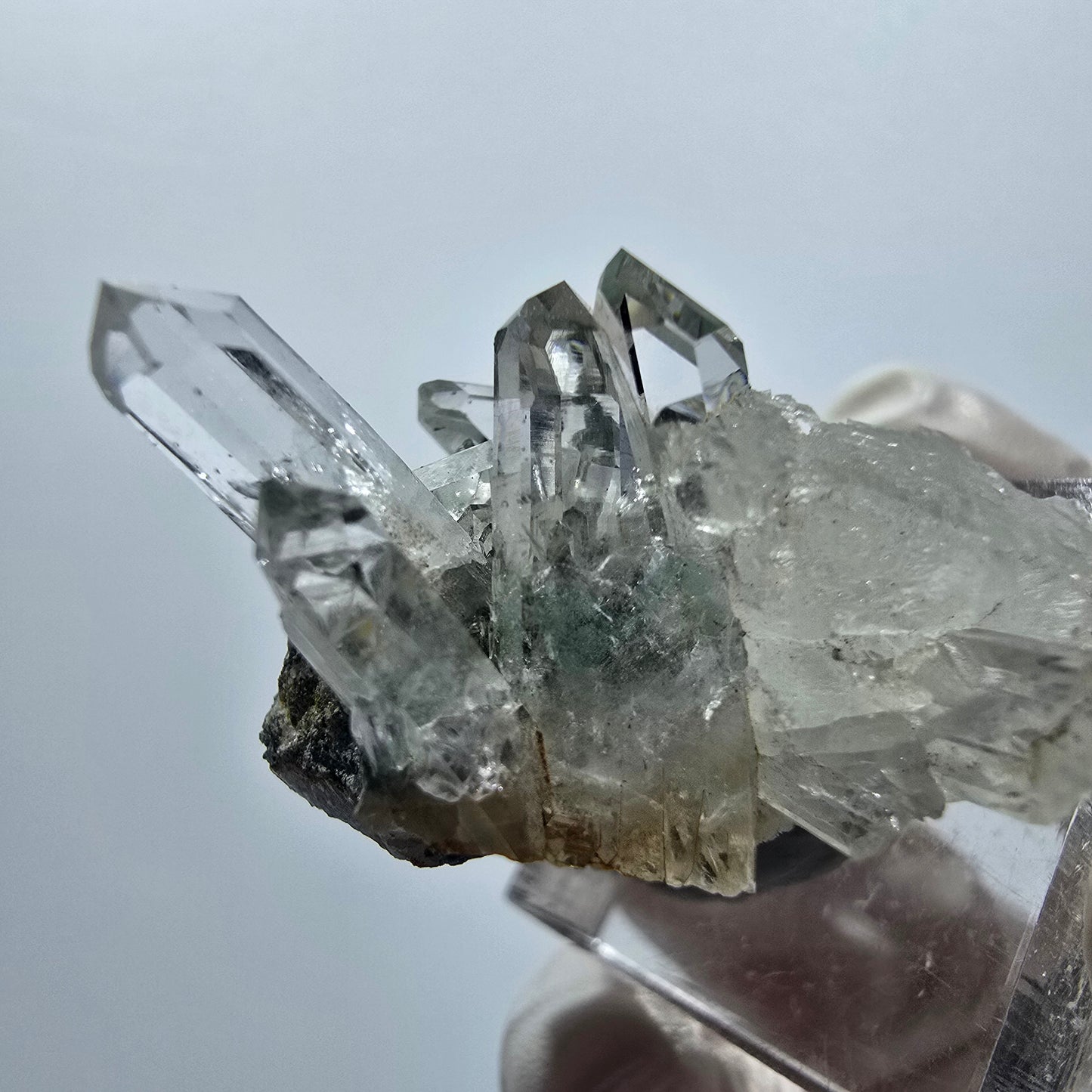 Starburst Quarz mit Calcit Würfel, Chlorit Stufe Streep Mine, Namibia 39*35*34mm #12937