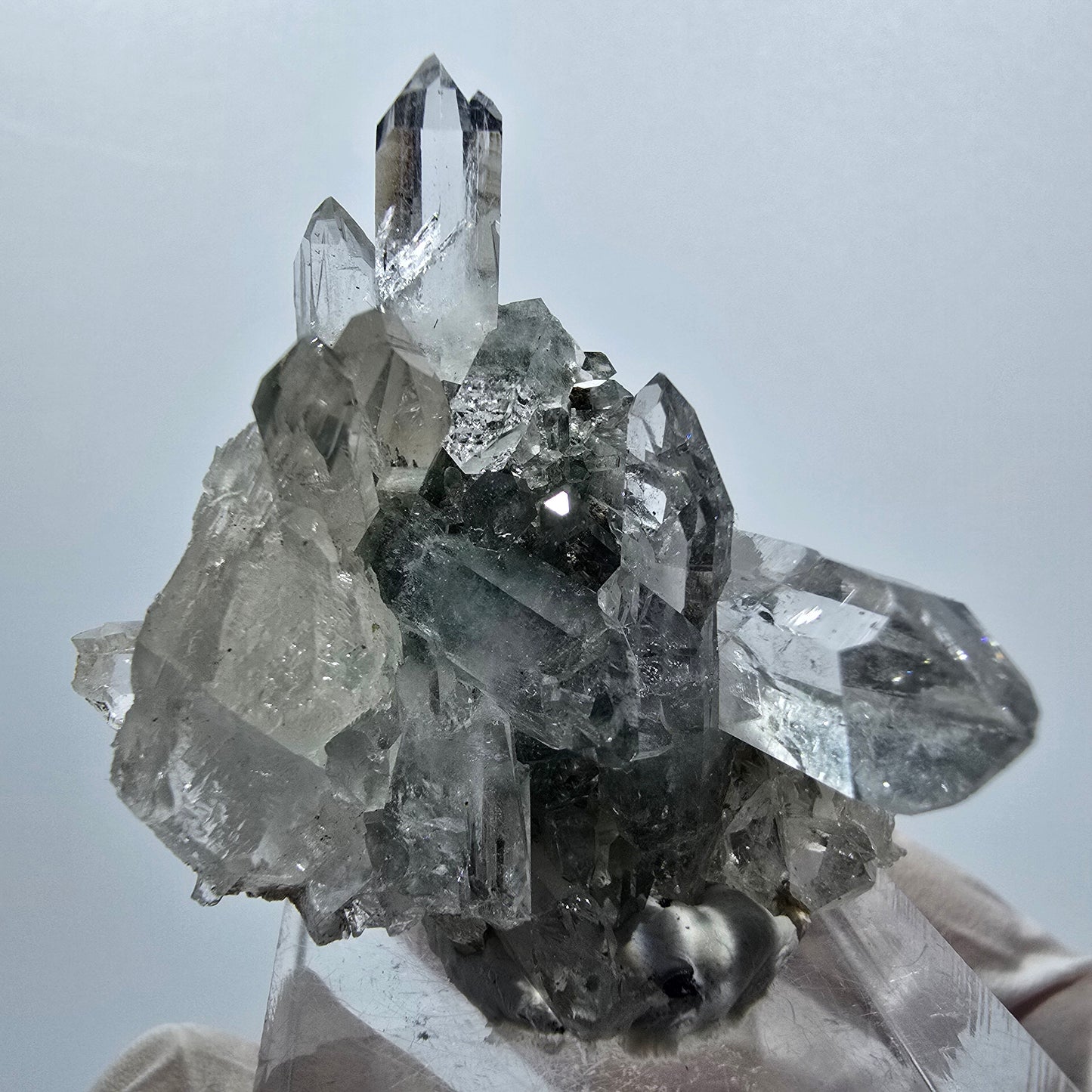 Starburst Quarz mit Calcit Würfel, Chlorit Stufe Streep Mine, Namibia 39*35*34mm #12937