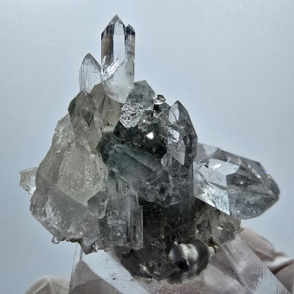 Starburst Quarz mit Calcit Würfel, Chlorit Stufe Streep Mine, Namibia 39*35*34mm #12937