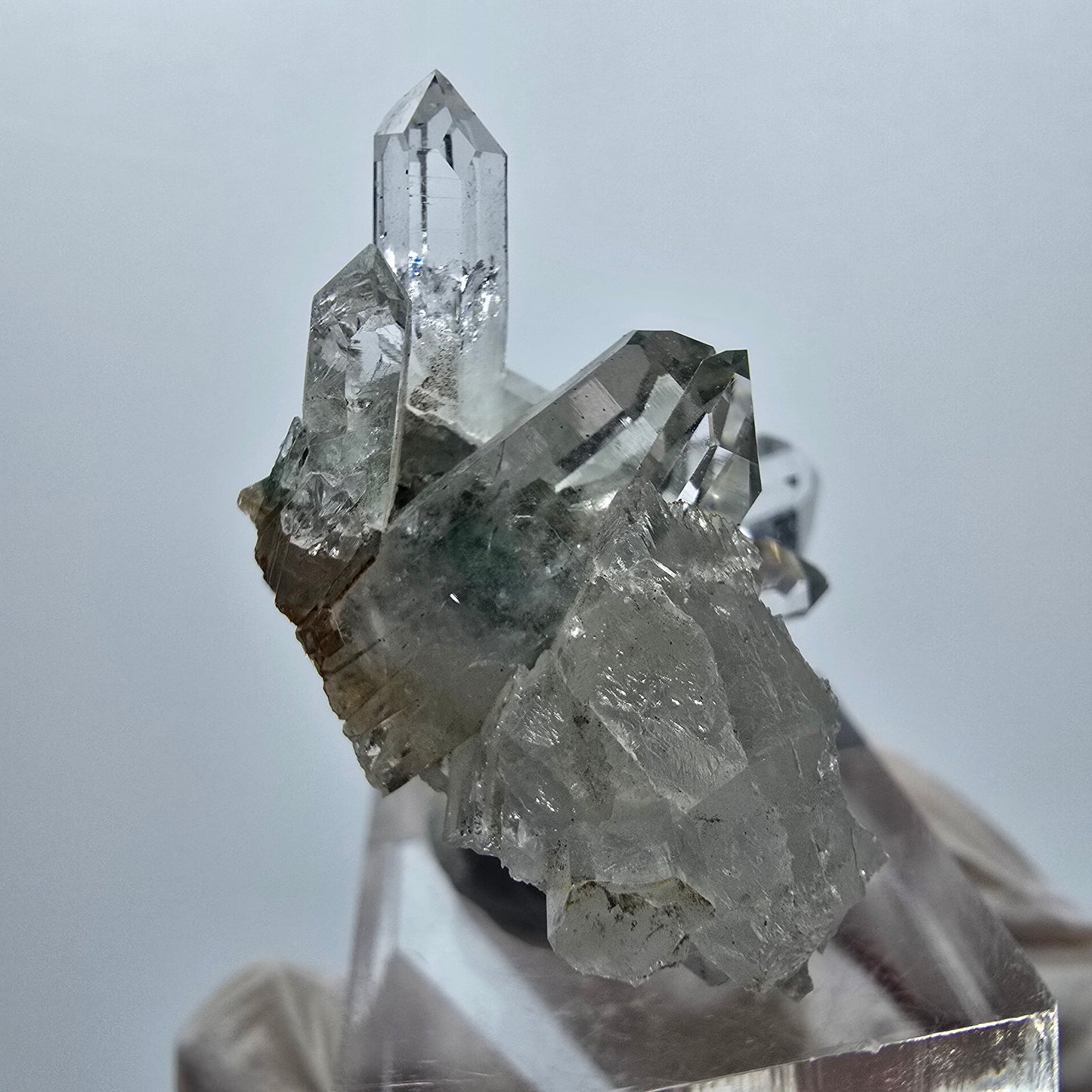 Starburst Quarz mit Calcit Würfel, Chlorit Stufe Streep Mine, Namibia 39*35*34mm #12937