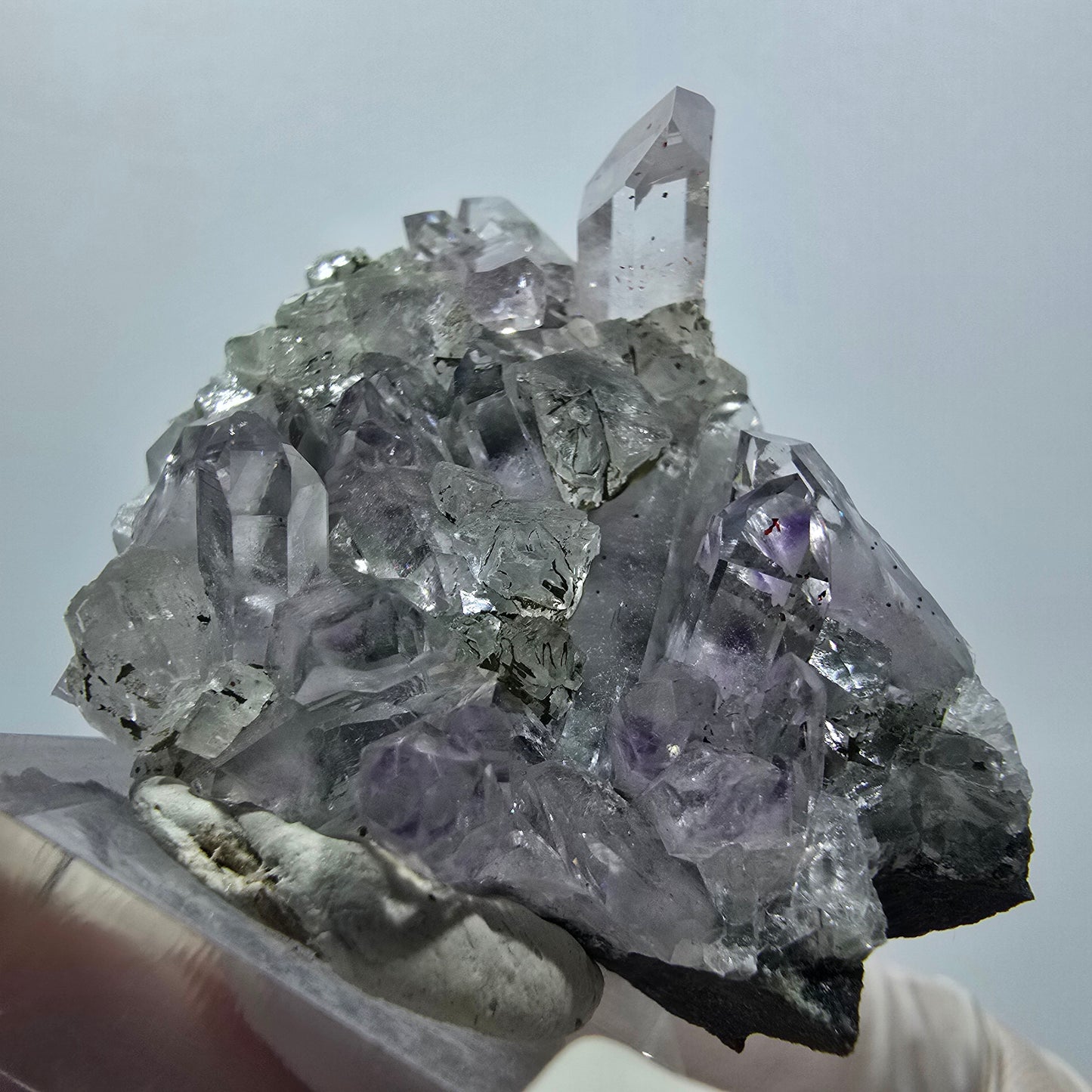 Harlekin Starburst Phantom Amethyst, Calcit auf Matrix Streep Mine, Namibia 45*37*25mm #12939